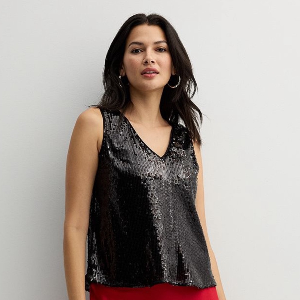 Nine West Black Sequin Tank Top